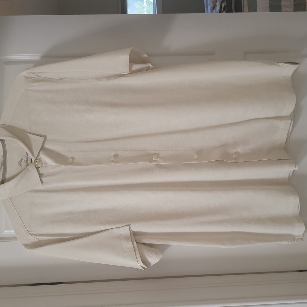 Tommy Bahama 100% Silk Mens shirt Off white XL